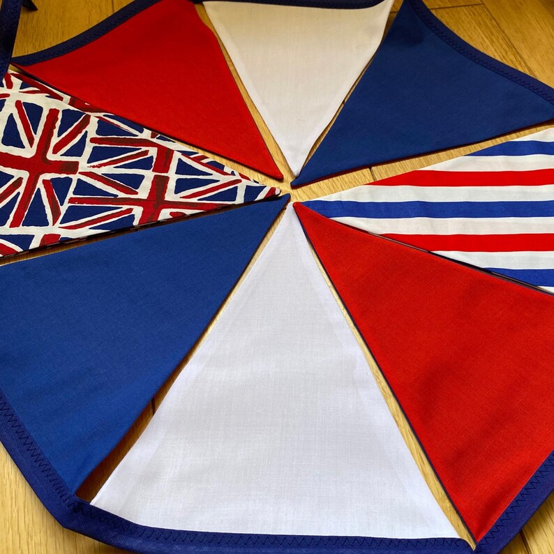 Union Jack Bunting: British Celebration Coronation Jubilee Street Party Decor, Polycotton Banner by Bluebell Bunting.