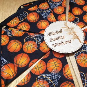 Basketball Bunting: Sports Bedroom Decor Boy Gift, Cotton Fabric Garland - 8 Flags