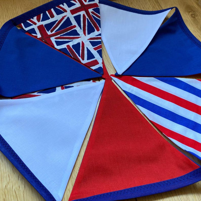 Union Jack Bunting: British Celebration Coronation Jubilee Street Party Decor, Polycotton Banner by Bluebell Bunting.