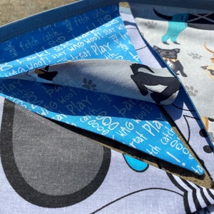 Dog Cartoon and Pawprint Blue, Grey & White Cotton Fabric Bunting Large, Medium or Small Sized Flags 11 Flags image 9