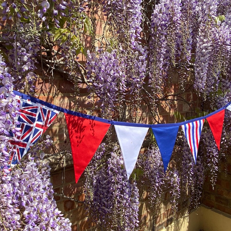 Union Jack Bunting: British Celebration Coronation Jubilee Street Party Decor, Polycotton Banner by Bluebell Bunting.