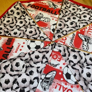 Football Bunting Soccer England Euros Premier League World Cup Championships Red & White Home Decor Gift Garland - Cotton Fabric - 8 Flags
