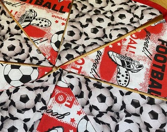 Football Bunting: England Soccer Red & White Premier League Garland - Cotton Fabric - 8 Flags