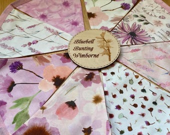 Spring Floral Bunting: Luxury Pink & Cream Petal Bloom Home Decor - Cotton Fabric - 8 Flags