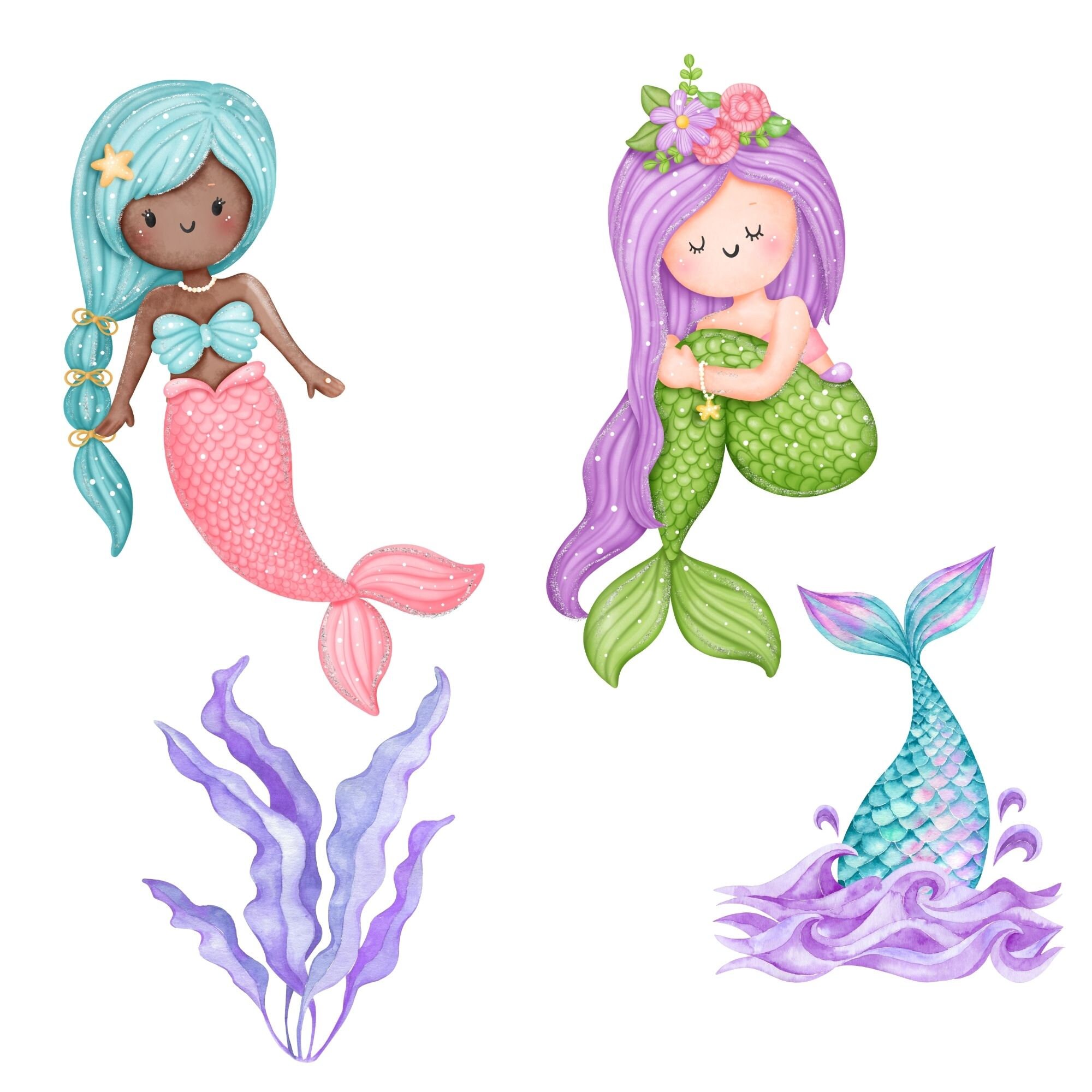 Digital Mermaids Kids Printable Set, Creative and Imaginative Play ...
