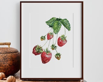 Watercolor Strawberry Print – Summer Fruit Wall Art