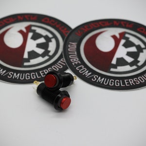 Black/Red 8mm LED Beveled Momentary Switch - (various LED colors available) - lit Illuminated AV push button for lightsaber