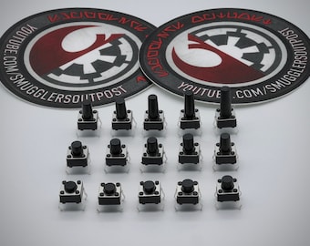 6 x 6 mm svart taktilbrytare med skaft (AV mikro-SMD-tryckknapp med skaft för ljussabel)
