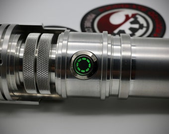 12mm Cog LED Switch (silver) - (various LED colors available) - lit Illuminated AV push button for lightsaber