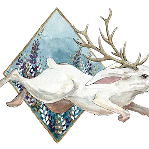 Gilded Jackalope Sticker or Magnet Rabbit Antler Bunny Horns Art