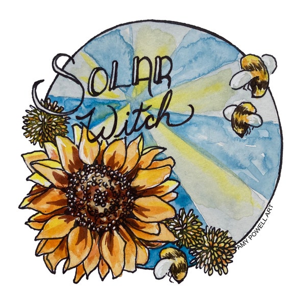 Solar Sun Witch Sticker - Witch's Path - Vinyl Die Cut Decal - Magnet, Static Cling, or Sticker