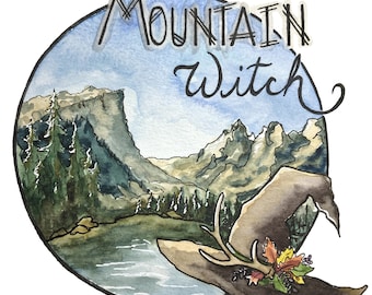Mountain Witch Sticker - Witch's Path - Vinyl Die Cut Decal - Magnet, Static Cling, or Sticker