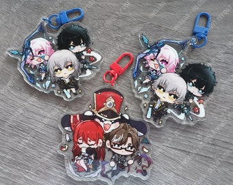 Honkai Star Rail Trio Keychain Stelle Caelus Himeko Danheng Welt march 7 Pompom