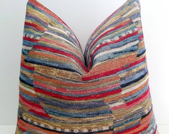 Boho Kilim Pillow Cover: Colorful Striped Tapestry Cushion