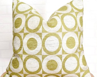 Chenille Circle Pillow Cover Mid-Century Bauhaus Chartreuse Cushion Pistachio Throw Pillow