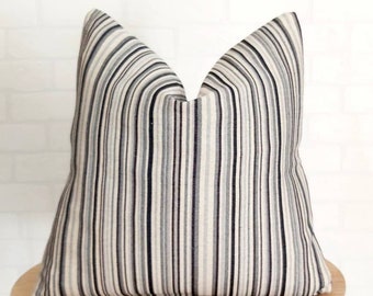 Gray Striped Pillow Cover Black White Pillow Modern Farmhouse Pillow Cover Gray Neutral Pillow, Gray Textured Pillow Gray Coordinate Pillow
