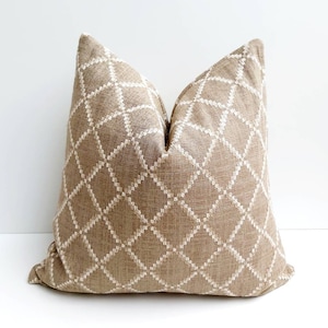 Tan Boho Pillow Modern Farmhouse Pillow  Beige Boho Cushion Neutral Euro Sham Pillow Tan Woven Pillow Beige Mudcloth Pillow Rustic Pillow