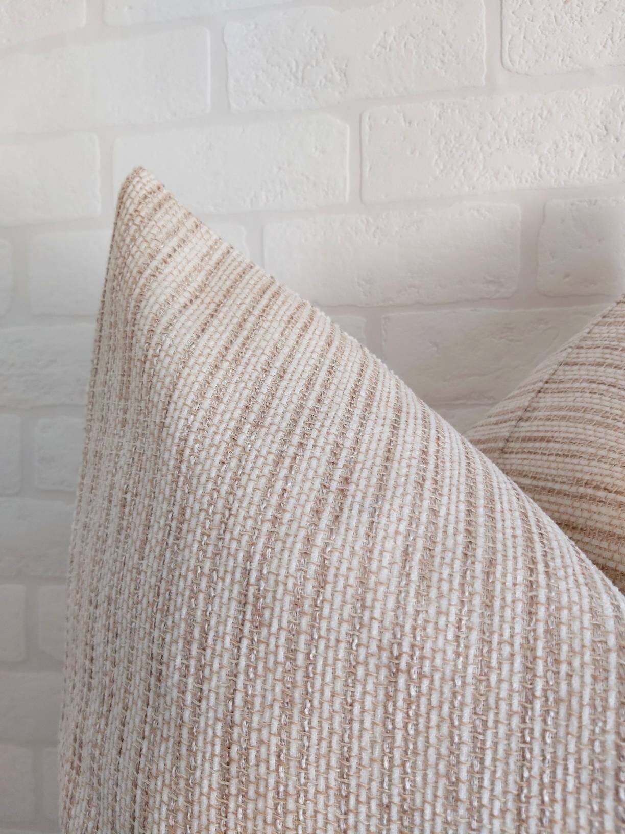 Beige Woven Pillow Cover Modern Boho Pillow Modern Farmhouse Etsy