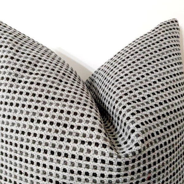 Black Gray Pillow Cover Soft Textured Gray Pillow Gray Striped Cushion Euro Sham Pillow Modern Farmhouse Pillow Modern Gray Jacquard Pillow
