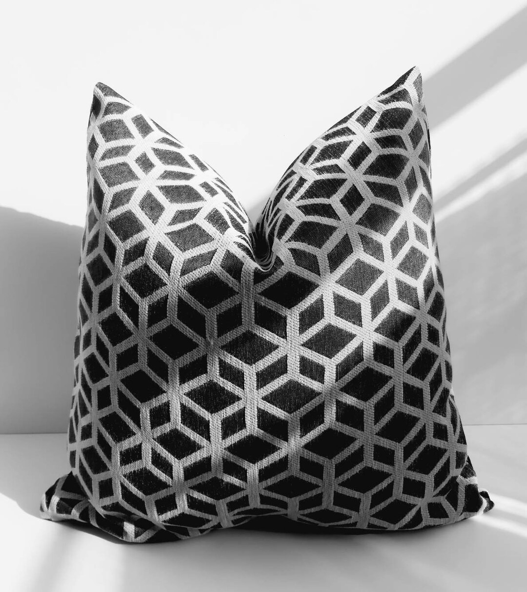 Dark Gray Pillow Cover Gray Textured Pillow Charcoal Geometric Etsy