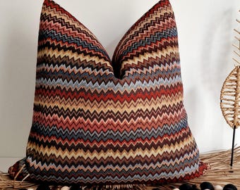 Kleurrijke chevron kussensloop aardetinten Zigzag Euro Sham