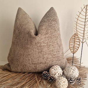 Taupe Boucle Pillow Cover: Modern Fluffy Cushion, Super Soft Fabric Double Sided