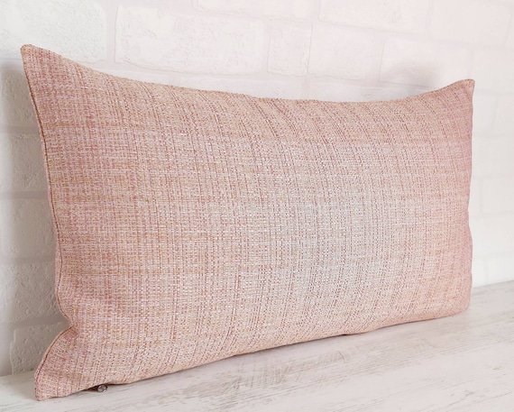 Blush Pink Lumbar Pillow Pink Tweed Lumbar Salmon Pink Armchair Lumbar Blush Pink Oblong Extra Long Pink Lumbar Pink Plaid Lumbar Pillow Etsy Canada