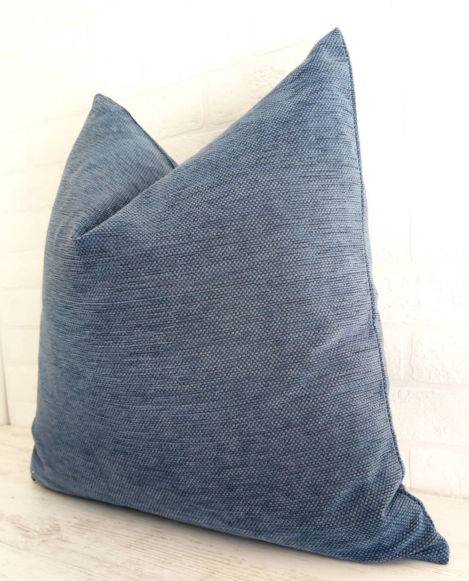 Blue Chenille Pillow Cover Textured Velvet Pillow Cover Etsy