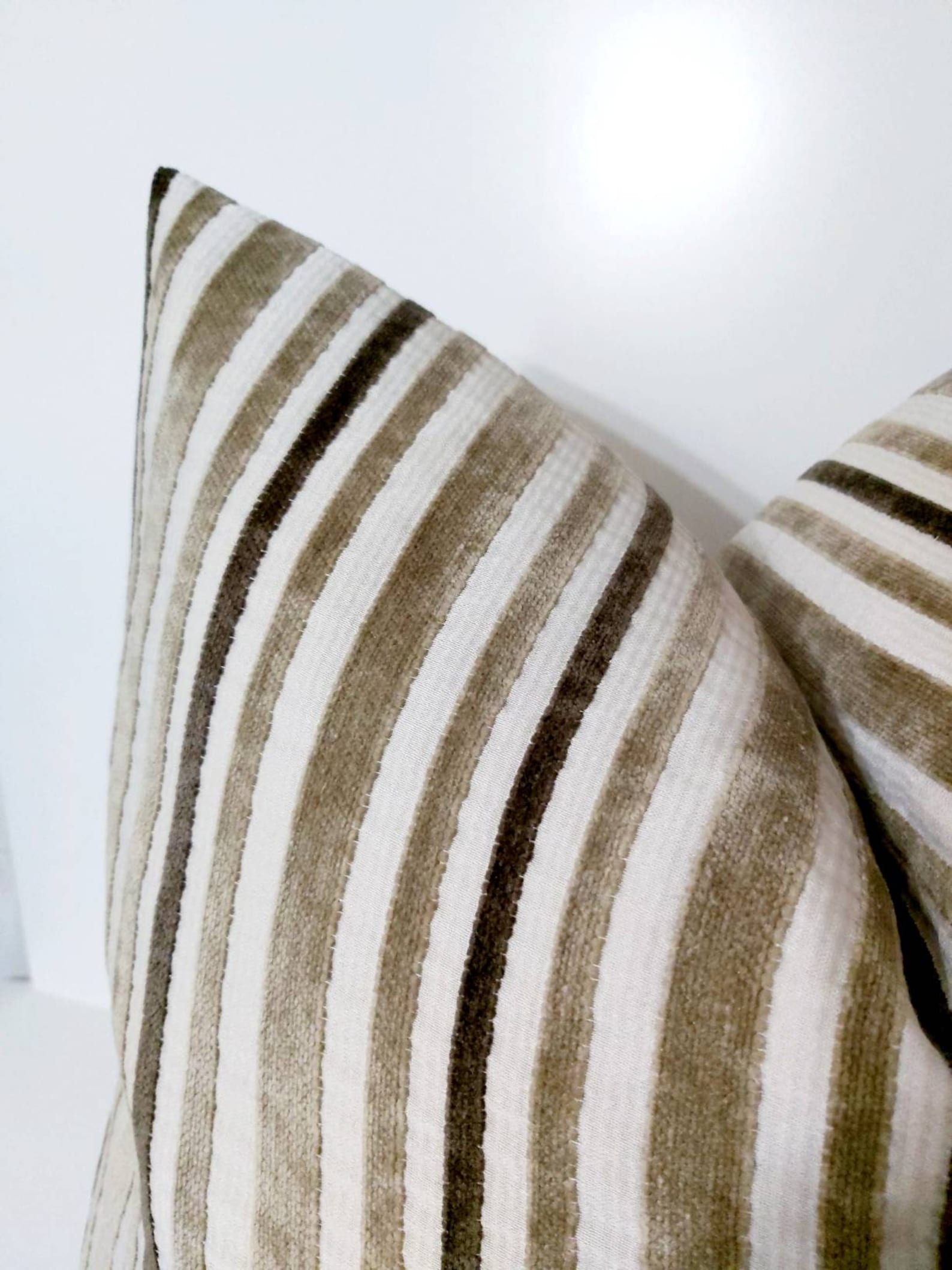 Beige Velvet Pillow Cover Beige Striped Pillow Vintage Velvet Etsy