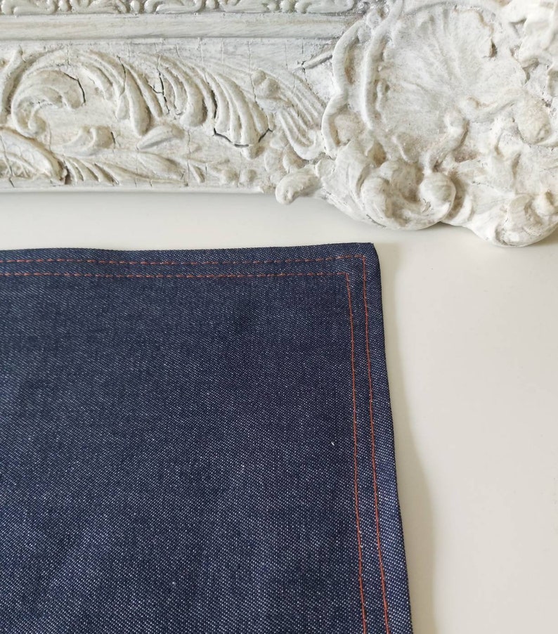 Blue denim cotton placemats reversible denim placemats set Etsy