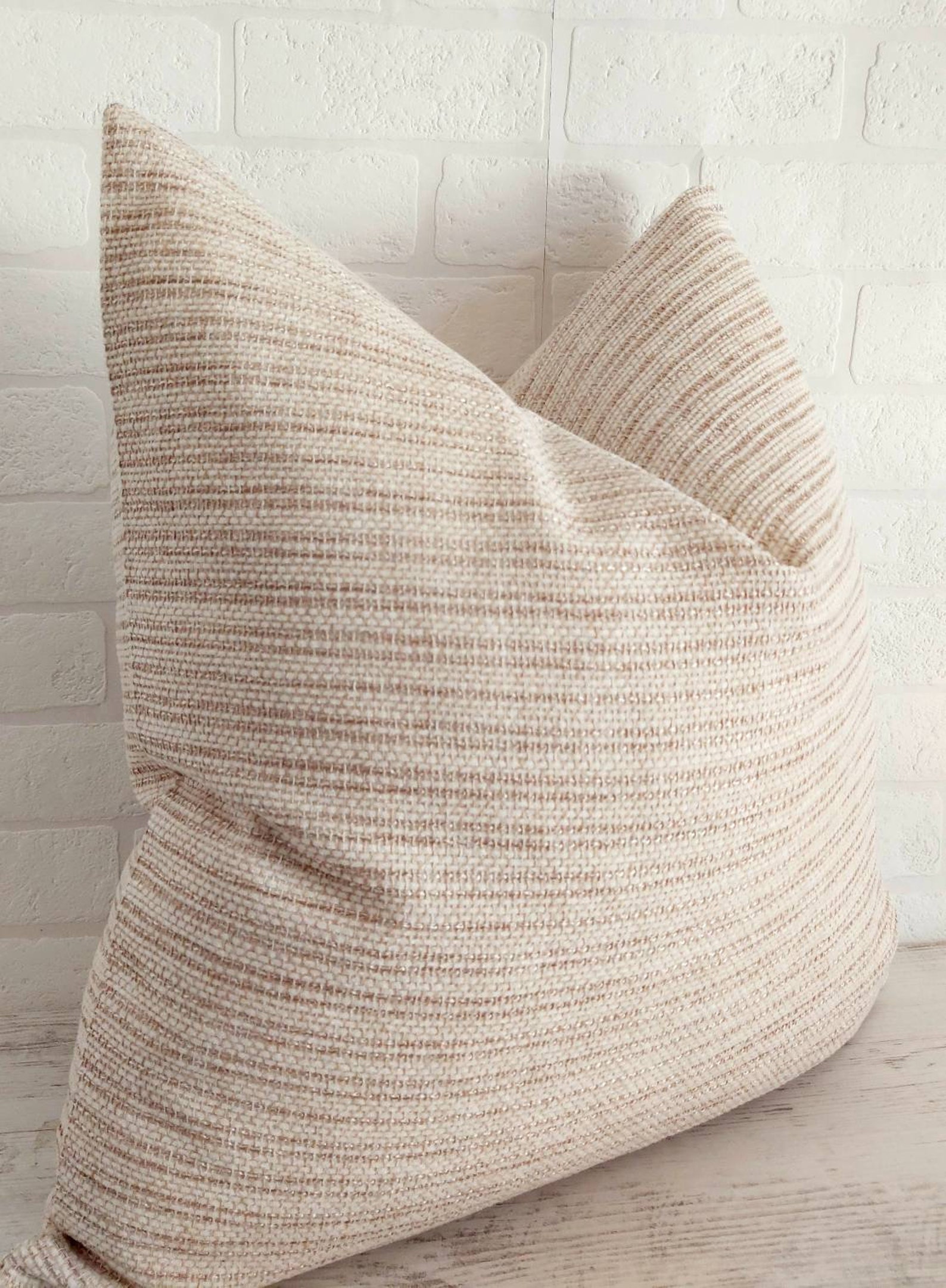 Beige Woven Pillow Cover Modern Boho Pillow Modern Farmhouse Etsy