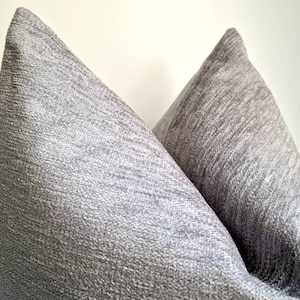 Light Gray Textured Pillow Cover Gray Euro Sham Cover Gray Woven Boho Pillow Gray Throw Pillow Cover Grey Chenille Pillow /All Sizes