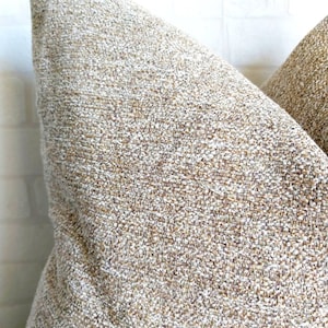 Beige Brown Boucle Pillow Cover: Modern Farmhouse Decor