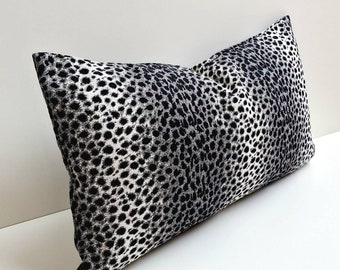 Black Leopard Lumbar Pillow Cover: Animal Print Cushion