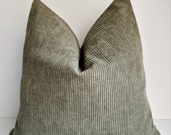 Sage Green Corduroy Pillow Cover Sage Striped Pillow Modern  Pillow High End Cushion Modern Sofa Pillow Sage Green Euro Sham Pillow Cover