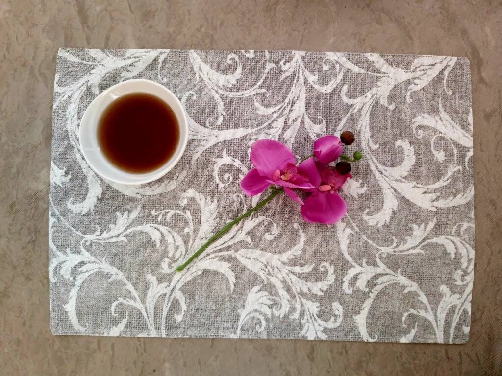 Gray and white floral placemats reversible gray placemats Etsy