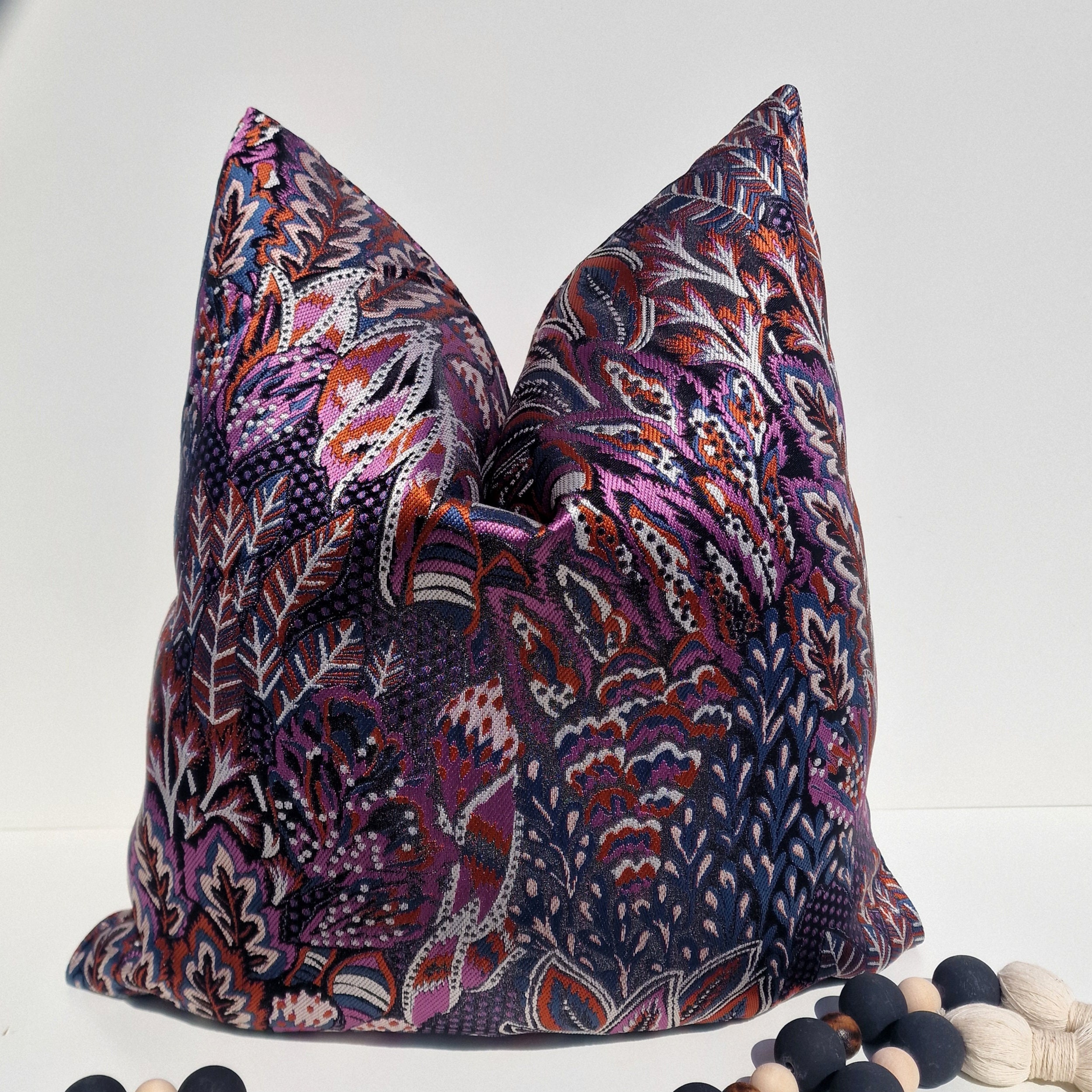 Purple Floral Sateen Pillow Cover: Modern Euro Sham Cushion