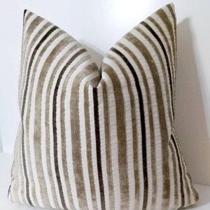 Beige Velvet Pillow Cover Beige Striped Pillow Vintage Velvet Striped Cushion Camel Velvet Pillow Textured Velvet Cushion Camel Brown Pillow