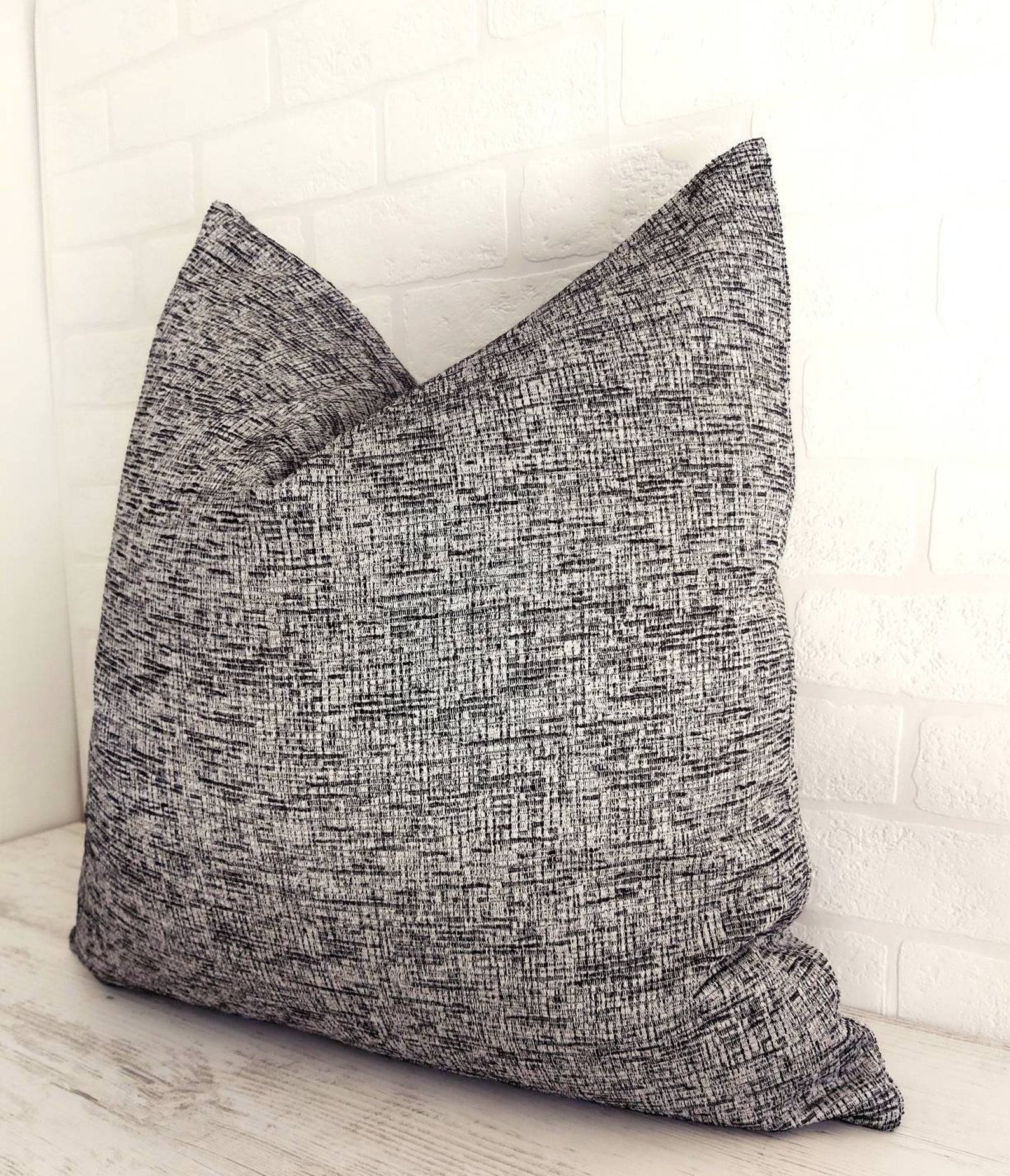 Charcoal Pillow Cover Gray Boucle Pillow Gray Tweed Pillow Etsy