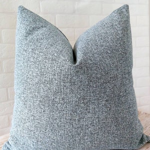 Spa Blue Pillow Cover Modern Boucle Pillow Cover Light Blue Pillow Blue Silver Gray Cushion Spa Blue Chenille Pillow Sea Foam Pillow Cover