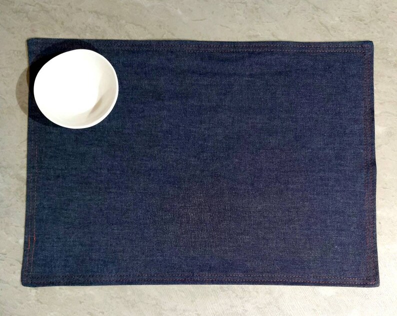 Blue denim cotton placemats reversible denim placemats set Etsy