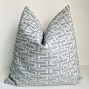 Blue Beige Pillow Cover Soft Textured Blue Pillow Blue Beige Striped Cushion Spa Blue Euro Sham Pillow Modern Preppy Pillow Jacquard Pillow