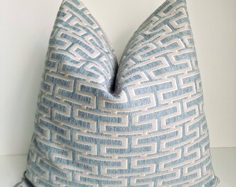 Textured Blue Beige Pillow Cover: Modern Jacquard Cushion
