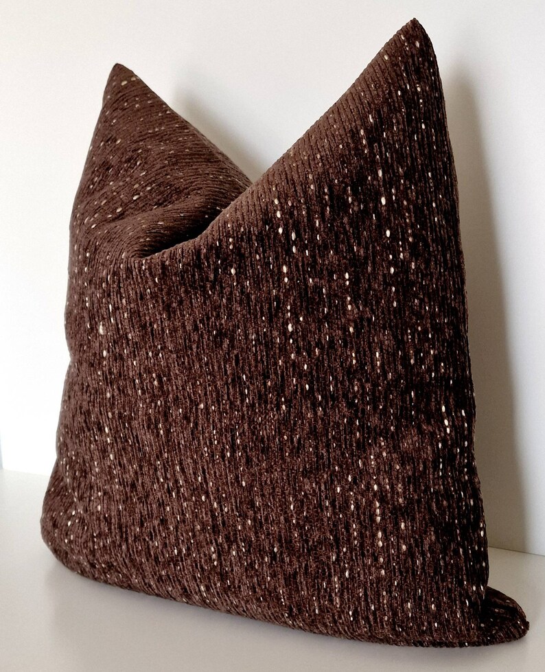 Dark Brown Pillow Cover Modern Farmhouse Pillow Brown Textured Etsy
