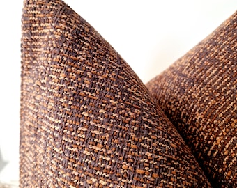 Rust Brown Boucle Pillow Cover * Woven Beige Brown Cushion * Rust Boho Pillow * Modern Farmhouse Pillow * Boho Euro Sham Cover * All Sizes