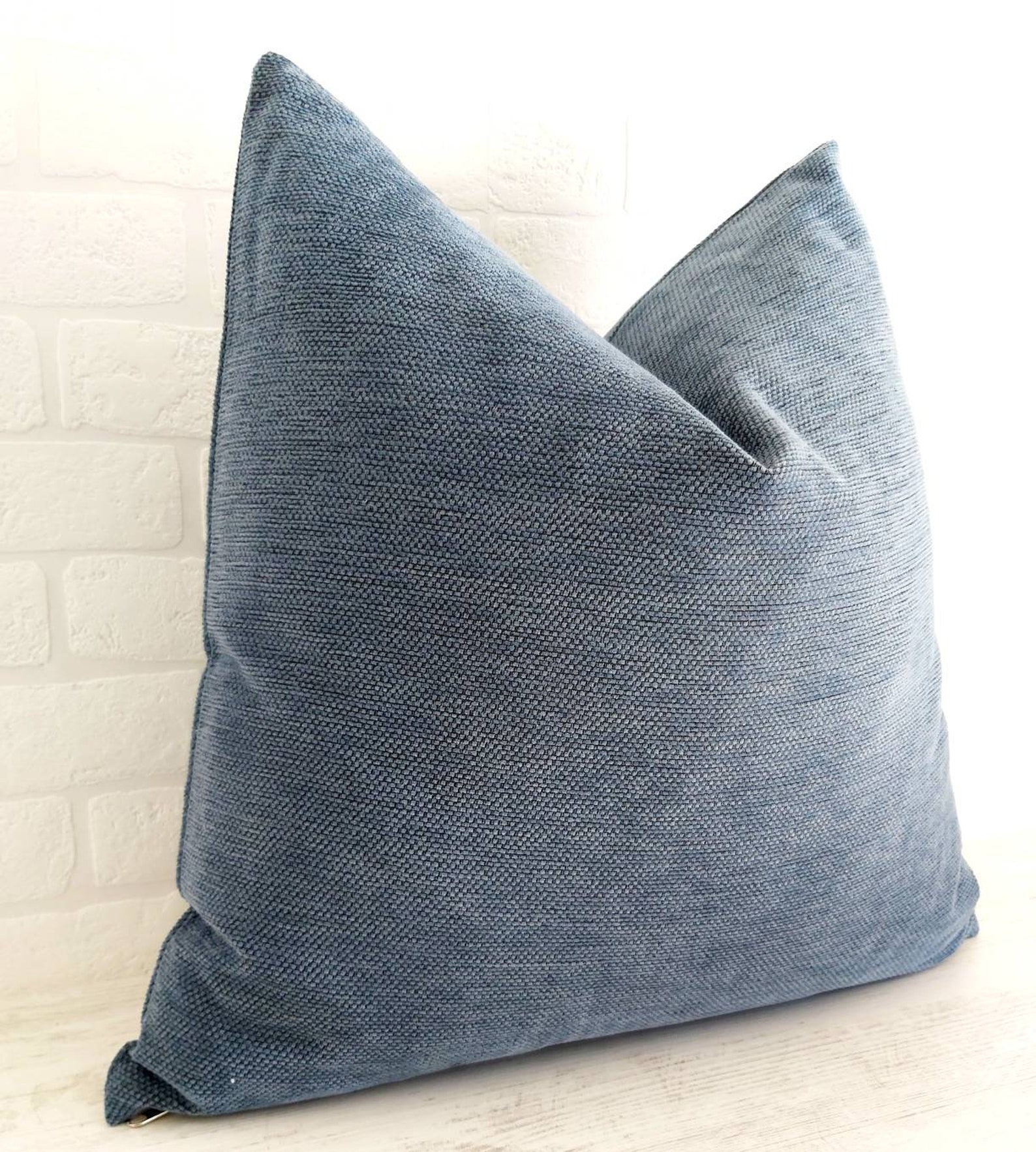 Blue Chenille Pillow Cover Textured Velvet Pillow Cover Etsy