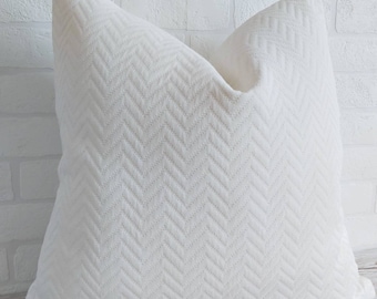 Off White Chevron Pillow Cover Cream Herringbone Pillow Cover Modern Off White Cushion Cream Jacquard Pillow Textured Ivory Woven Pillow