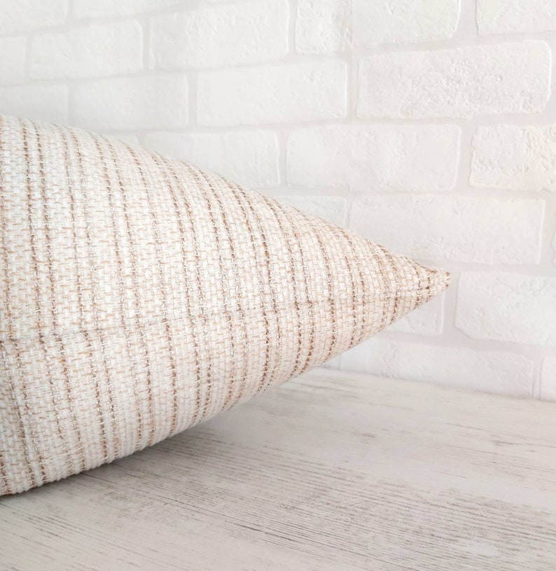 Beige Woven Pillow Cover Modern Boho Pillow Modern Farmhouse Etsy