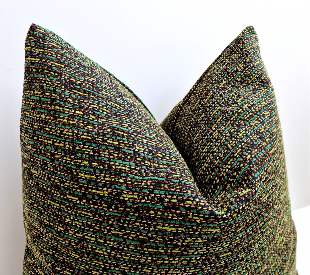 Green Boucle Pillow Cover Green Mudcloth Cushion Green Boho Pillow