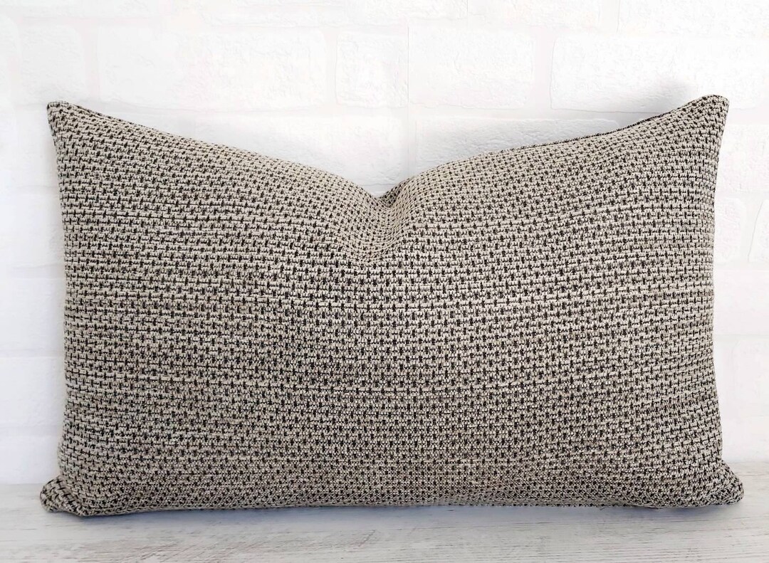 Gray Textured Lumbar Pillow Modern Boho Lumbar Modern Farmhouse Lumbar